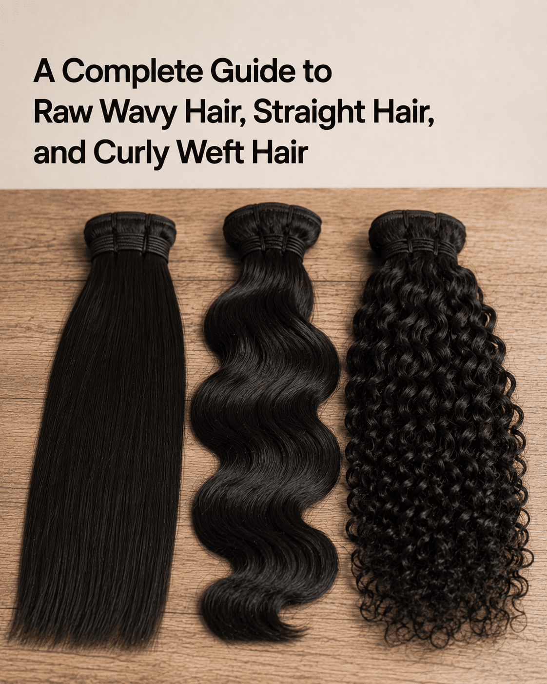 A Complete Guide to Raw Wavy Hair, Straight Hair, and Curly Weft Hair